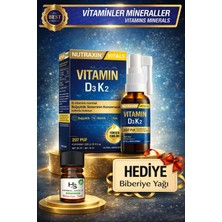 Nutraxin D3K2 Vitamini Içeren Sıvı Takviye Edici Gıda 207 Puf 30ML + Hrblsglk Biberiye Yağı (Hediye)