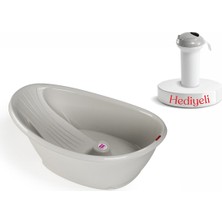 Okbaby Bella Dijital Termometreli Çift Yönlü Bebek Küveti A.gri & Splash Bebek Duşu Hediyeli