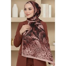 Hadiora Kadın Gül Kurusu Leopar Desenli Bambu Crush Şal