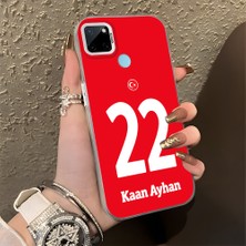 HONTINGA Realme C25Y ile Uyumlu Kılıfı Silikon Kenar Sert Arka Düşüme Önleyici Basitlik Anti Düşme Kamera Korumali Dünya Kupası 22 Numara Kaan Ayhan Desen Telefon Kılıfı K1-1225