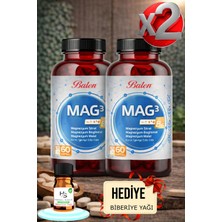 Balen 2 Adet Mag 3 Magnezyum Sitrat Bisglisinat Malat 679 Mg 60 Kapsül + Hediye Biberiye Yağı