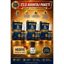Nutraxin 3 Adet Vitamin D3 1.000 Iu Sprey 30 ml + Hrblsglk Biberiye Yağı (Hediye)