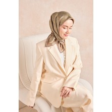 Silk Home Twill Ipek Eşarp Line Yeşil Vizon