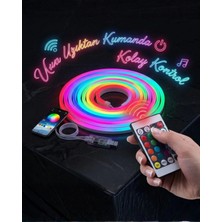 Marsilyan 3 Metre Rgb Akıllı Neon LED Şerit Işık Telefon ve Kumanda Kontrollü Ambiyans Aydınlatma