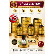 Nutraxin 3 Adet Collagen Kolajen Complex 90 Adet Hidrolize Tip 1-2-3-5-10 + Hrblsglk Biberiye Yağı (Hediye)