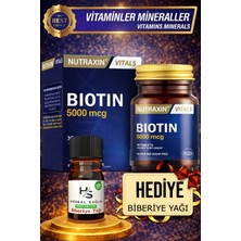 Nutraxin Biotin 5000 Mcg 30 Adet Tablet Saç Vitamini + Hrblsglk Biberiye Yağı (Hediye)