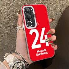 HONTINGA Vivo Y19S ile Uyumlu Kılıfı Silikon Kenar Sert Arka Düşüme Önleyici Basitlik Anti Düşme Kamera Korumali Dünya Kupası 24 Numara Mustafa Eskihellaç Desen Telefon Kılıfı K1-1227