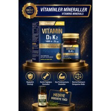 Nutraxin D3K2 120 Tablet – 1000 Iu D3 + 25 Mcg K2 Vitamini Içeren Takviye + Hediye Biberiye Yağı