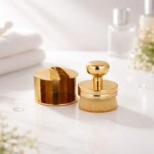 Qnail Professional Gold Kapaklı Fondöten & Tırnak Toz Alma Fırçası Yumuşak Kıllı Çok Amaçlı