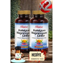 Balen 2 Adet Kalsiyum Magnezyum Çinko Kapsül 90 Adet Takviye Edici Gıda + Hediye Biberiye Yağı