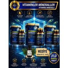 Nutraxin 3 Adet Immun-S Bağışıklık Desteği Gıda Takviyesi 60 Adet Tablet + Hediye Biberiye Yağı