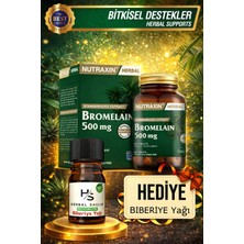 Nutraxin Bromelain 500 Mg Takviye Edici Gıda 60 Adet Tablet + Hrblsglk Biberiye Yağı (Hediye)
