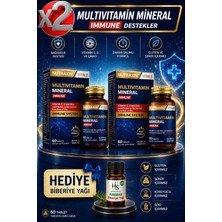 Nutraxin 2 Adet Multivitamin Mineral Immune 60 Adet Tablet + Hediye Biberiye Yağı