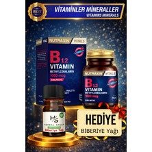 Nutraxin B12 Vitamini 1000MCG Kiraz Aromalı 60 Adet Dil Altı Tablet + Hrblsglk Biberiye Yağı (Hediye)