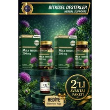 Nutraxin 2 Adet Milk Thistle (Deve Dikeni) 200MG Ekstresi Içeren 60 Adet Tablet+Hediye Biberiye Yağı