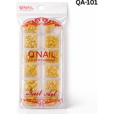 Qnail Professional Renkli Tırnak Taşı Seti 12'li Nail Art Süsleme Parlak Kristal Boncuk Seti Charm QA-101