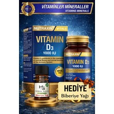 Nutraxin D3 Vitamini 1000UI-(25MCG) Içeren 120 Adet Tablet + Hrblsglk Biberiye Yağı (Hediye)