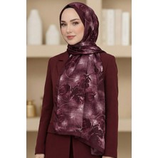 Hadiora Kadın Bordo Çiçek Desenli Bambu Crush Şal