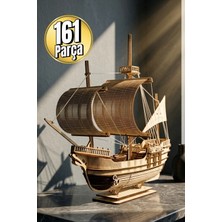 Ahşap Yelkenli Gemi Maketi - Kendin Yap (Dıy) Dekoratif Kit - 3D Puzzle - 41CM