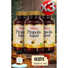 Balen 3 Adet Propolis Kapsül 80 Adet Takviye Edici Gıda + Hediye Biberiye Yağı