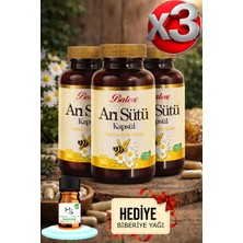 Balen 3 Adet Arı Sütü Kapsül 375 Mg 60 Adet Takviye Edici Gıda + Hediye Biberiye Yağı