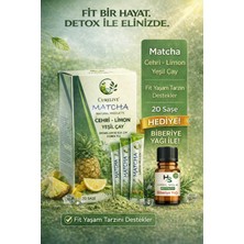 Curelive Matcha Cehri-Limon & Yeşil Çay 20 Adet Saşe Maça Çayı + Hrblsglk Hediye Biberiye Yağı