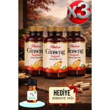Balen 3 Adet Ginseng Kapsül 375 Mg 60 Adet Takviye Edici Gıda + Hediye Biberiye Yağı