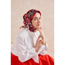 Silk Home Twill Ipek Eşarp Şerit Bordo