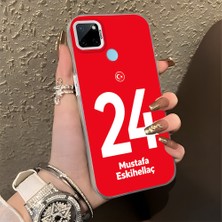 HONTINGA Realme C21Y ile Uyumlu Kılıfı Silikon Kenar Sert Arka Düşüme Önleyici Basitlik Anti Düşme Kamera Korumali Dünya Kupası 24 Numara Mustafa Eskihellaç Desen Telefon Kılıfı K1-1227