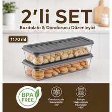Nesto Home 2'li Set 1170 ml Buzdolabı Düzenleyici Buzluk ve Mikrodalga Saklama Kabı