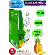 Curelive Matcha Natural Products-(Cehri-Limon-Yeşil Çay) Bromelain ve Yeşil Çay Içeren Maça Çayı 20 Adet