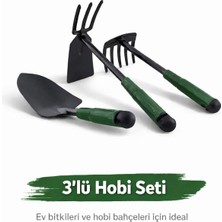 Arkhelais Çapa, Tırmık, Kürek Seti - Metal Bahçe El Aletleri - Saksı ve Toprak Için - 3'lü Bahçe Seti