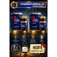 Nutraxin 2 Adet B12 Vitamini 1000MCG Kiraz Aromalı 60 Adet Dil Altı Tablet + Hrblsglk Biberiye Yağı (Hediye)
