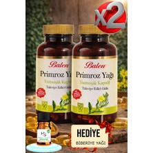 Balen 2 Adet Primroz Yağı Yumuşak Kapsül 90 Adet Takviye Edici Gıda + Hediye Biberiye Yağı