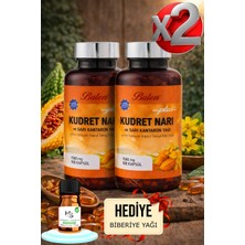 Balen 2 Adet Kudret Narı ve Sarı Kantaron Yağı Içeren Yumuşak Kapsül 100 Adet + Hediye Biberiye Yağı
