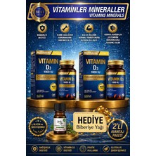 Nutraxin 2 Adet D3 Vitamini 1000UI-(25MCG) Içeren 120 Adet Tablet + Hediye Biberiye Yağı