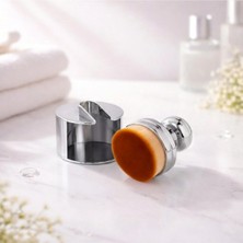 Qnail Professional Gümüş Kapaklı Fondöten & Tırnak Toz Alma Fırçası Yumuşak Kıllı Çok Amaçlı