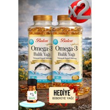 Balen 2 Adet Omega 3 Balık Yağı Yumuşak Kapsül 1380 Mg 100 Adet Takviye Edici Gıda + Hediye Biberiye Yağı