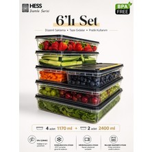 Hess Damla Serisi Mikrodalga ve Difriz Uyumlu 6 Parça Saklama Kabı Seti 2400MLX1 1170MLX6