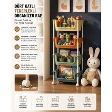 Myplas 4 Katlı Tekerlekli Organizer Raf Modern Portratif Kiler Düzenleyici Sepet,mutfak Rafı,oyuncak Dolabı