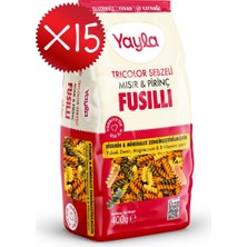 Yayla 3 Renkli Sebzeli Mısır ve Pirinç Fusilli Makarna 400 G X15