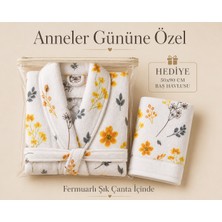 Maisonette Anneler Gününe Özel Kadife Bornoz %100 Pamuk Şal Yaka | Dijital Baskılı Renkli Yumuşak Hediyelik