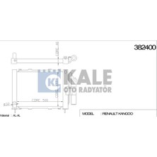 Kale Su + Klima Radyatörü & Kondansör Renault Kangoo 1.9 D - KC07(595*377*40) Al/al (1 Ad )