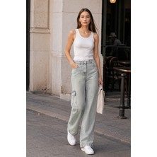 Cedy Denim Cedy Denım- Yüksek Bel Rahat Kalıp  Tint Yıkamalı Likrasız Palazzo Jean Pantolon