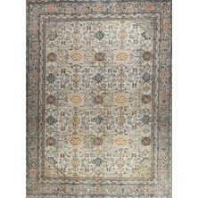 Pera Halı Bej ve Toprak Tonlu Çiçek Desenli Vintage Halı - Outlet -  T0807OU