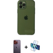 Pileli Store Pilelistore™ iPhone 12 Pro Kılıf Ahenk Doku - Siyah 3D Antistatik Seramik Nano Ekran Koruyucu + Neon Fosforlu Kamera Lens - Tu