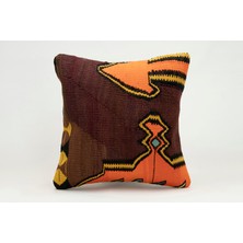 Kilim Wholesale El Yapımı Kilimden Yapılmış Vintage Kırlent Kılıfı, Yün, 40X40 cm