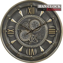 Han Clock Stone  Hareketli Çarklı Metal Duvar Saati
