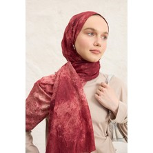 QEF Vela Desenli Pamuk Şal Bordo