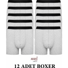 Abani Classic 12 Adet Erkek Boxer Şort Paçalı Ekonomik Paket Pamuk Likralı Konforlu Gri